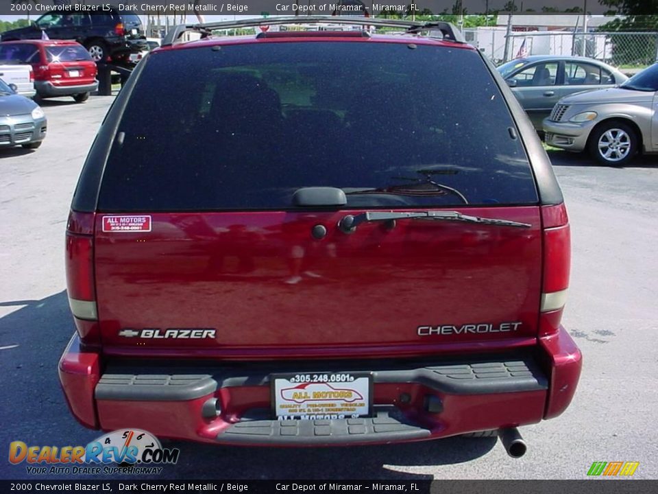 2000 Chevrolet Blazer LS Dark Cherry Red Metallic / Beige Photo #4
