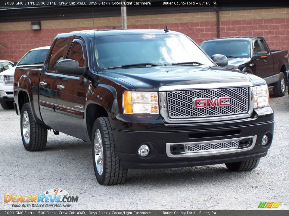 2009 GMC Sierra 1500 Denali Crew Cab AWD Onyx Black / Cocoa/Light Cashmere Photo #4