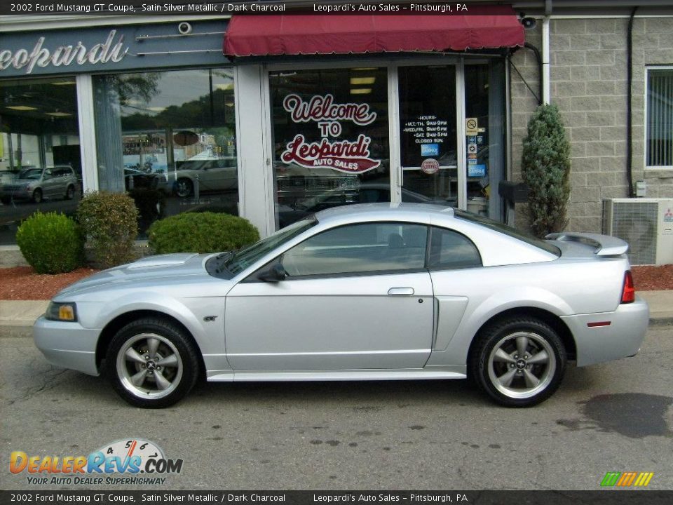 2002 Ford Mustang GT Coupe Satin Silver Metallic / Dark Charcoal Photo #2