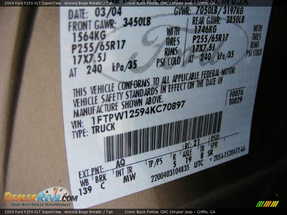 2004 Ford F150 XLT SuperCrew Arizona Beige Metallic / Tan Photo #26
