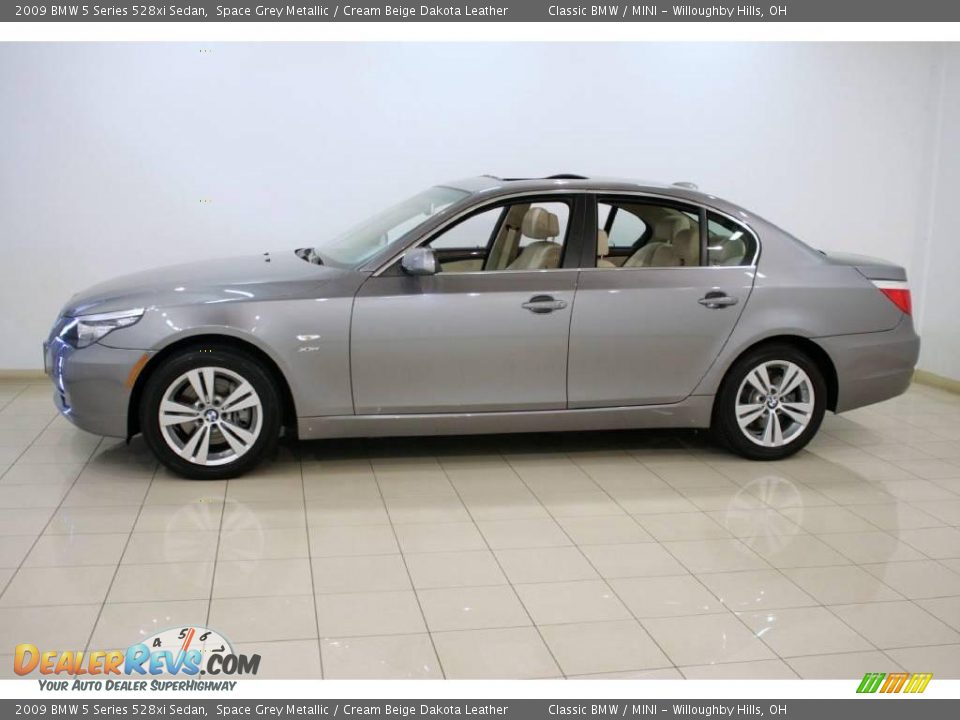 2009 BMW 5 Series 528xi Sedan Space Grey Metallic / Cream Beige Dakota Leather Photo #4