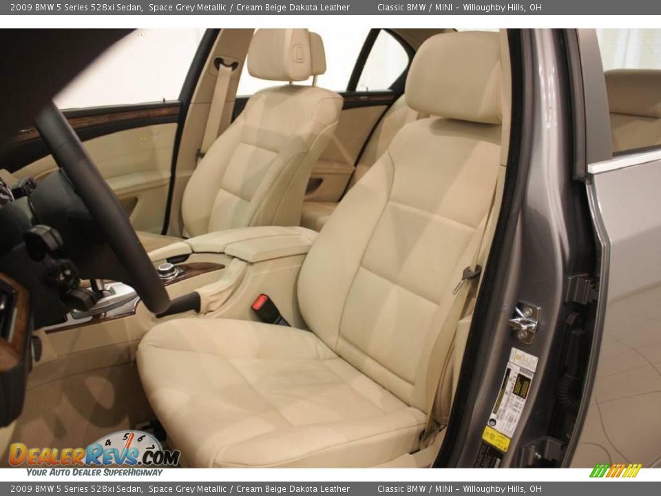 2009 BMW 5 Series 528xi Sedan Space Grey Metallic / Cream Beige Dakota Leather Photo #11