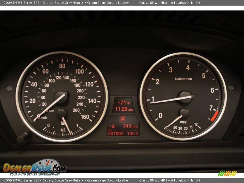 2009 BMW 5 Series 528xi Sedan Space Grey Metallic / Cream Beige Dakota Leather Photo #13