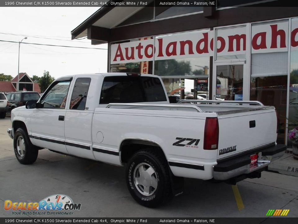 1996 Chevrolet C/K K1500 Silverado Extended Cab 4x4 Olympic White / Red Photo #5
