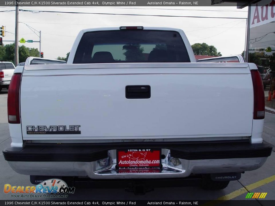 1996 Chevrolet C/K K1500 Silverado Extended Cab 4x4 Olympic White / Red Photo #6