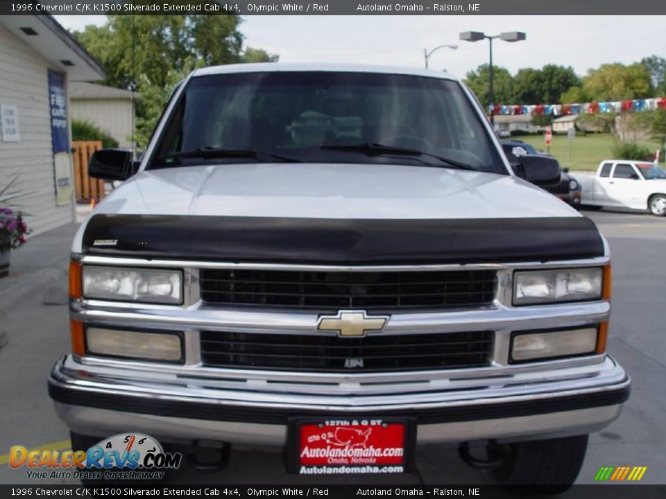 1996 Chevrolet C/K K1500 Silverado Extended Cab 4x4 Olympic White / Red Photo #7