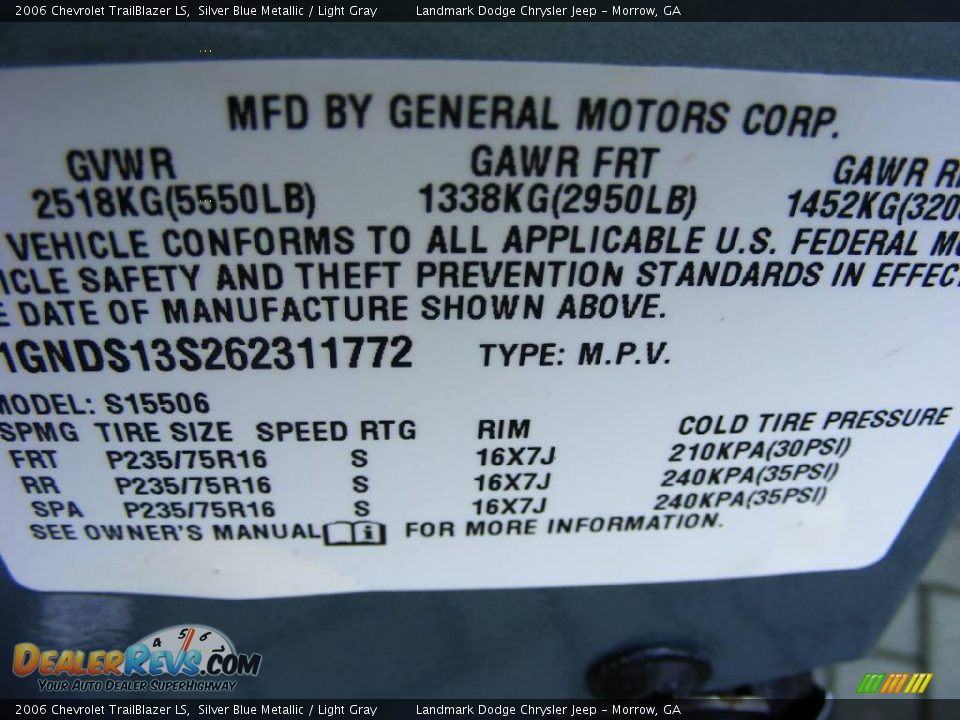 2006 Chevrolet TrailBlazer LS Silver Blue Metallic / Light Gray Photo #31