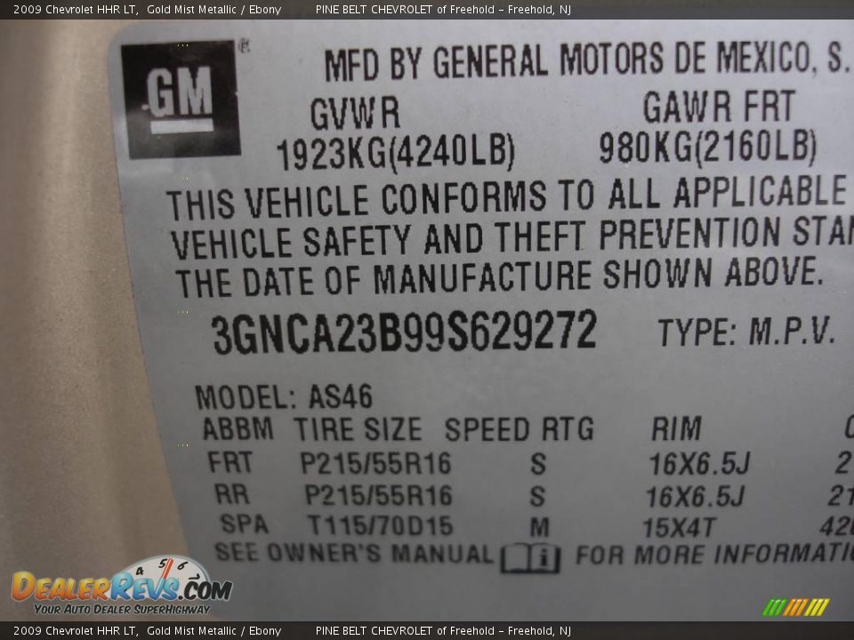 2009 Chevrolet HHR LT Gold Mist Metallic / Ebony Photo #15