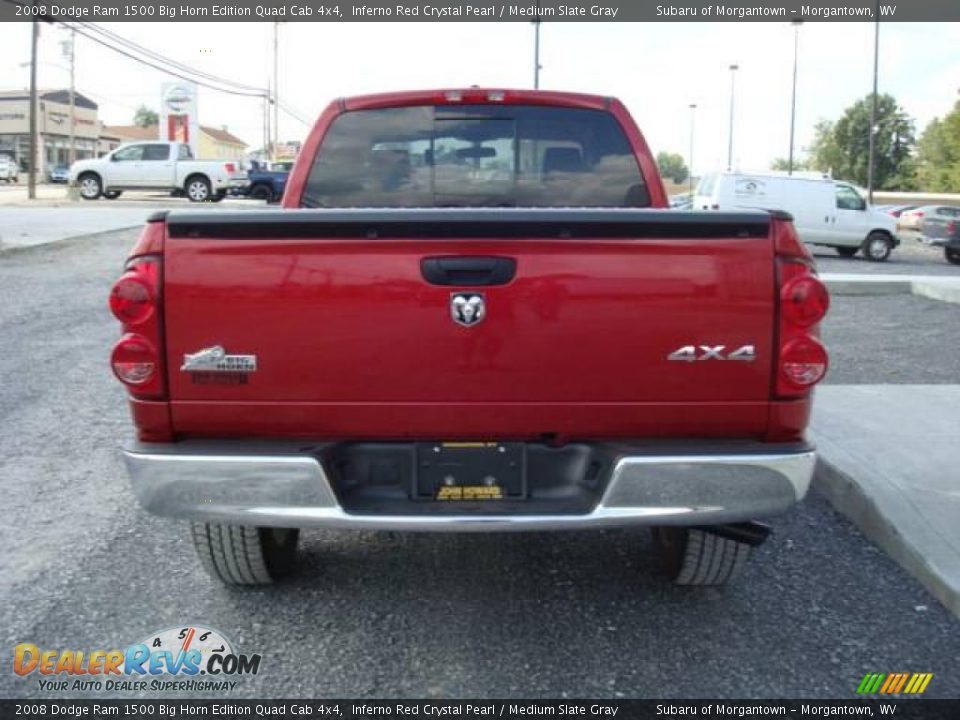 2008 Dodge Ram 1500 Big Horn Edition Quad Cab 4x4 Inferno Red Crystal Pearl / Medium Slate Gray Photo #4