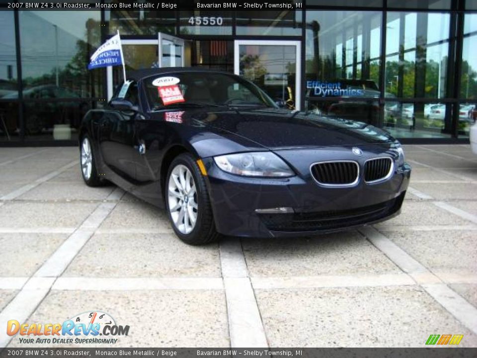 2007 BMW Z4 3.0i Roadster Monaco Blue Metallic / Beige Photo #1
