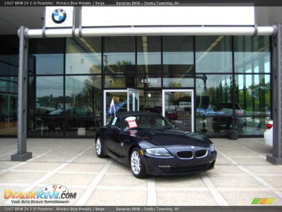 2007 BMW Z4 3.0i Roadster Monaco Blue Metallic / Beige Photo #2