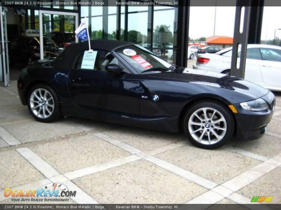2007 BMW Z4 3.0i Roadster Monaco Blue Metallic / Beige Photo #9