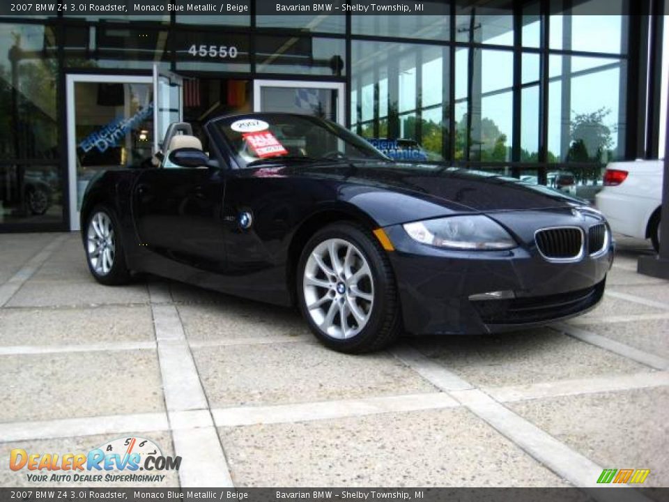 2007 BMW Z4 3.0i Roadster Monaco Blue Metallic / Beige Photo #12