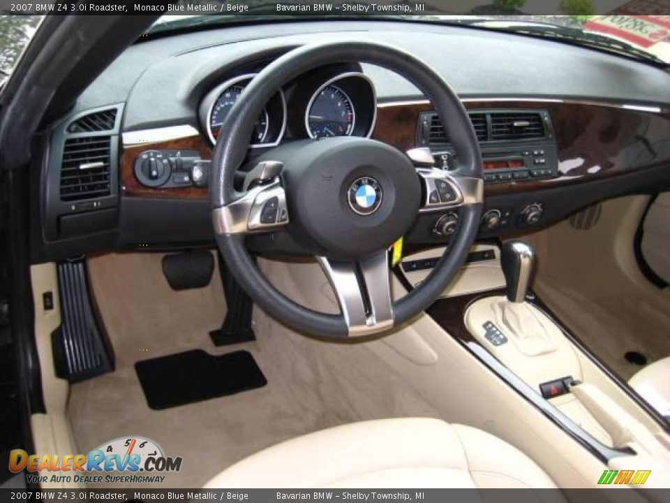 2007 BMW Z4 3.0i Roadster Monaco Blue Metallic / Beige Photo #13