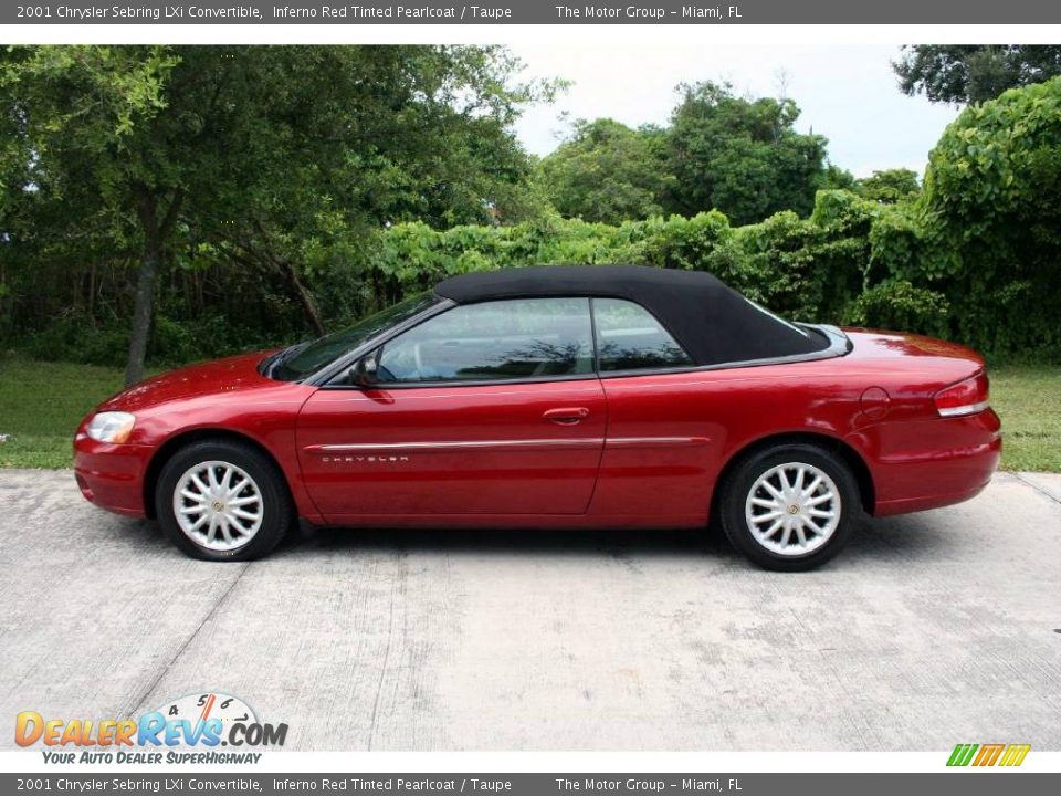 2001 Chrysler Sebring LXi Convertible Inferno Red Tinted Pearlcoat / Taupe Photo #4