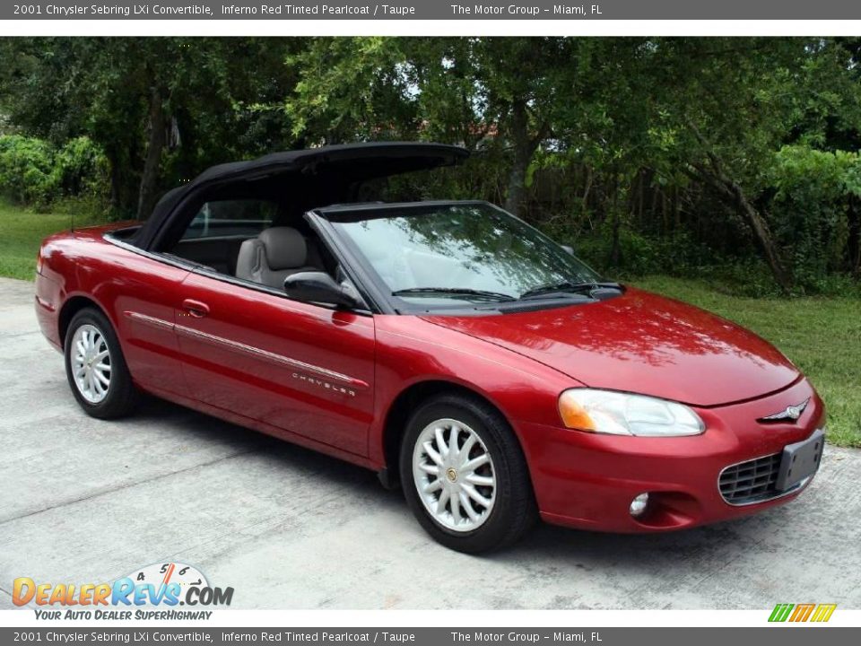 2001 Chrysler Sebring LXi Convertible Inferno Red Tinted Pearlcoat / Taupe Photo #16