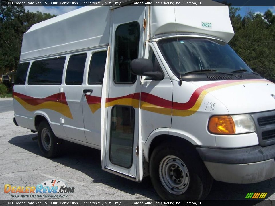 2001 Dodge Ram Van 3500 Bus Conversion Bright White / Mist Gray Photo #3