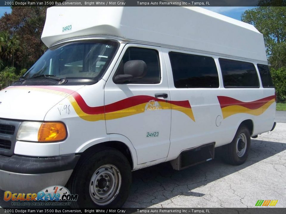 2001 Dodge Ram Van 3500 Bus Conversion Bright White / Mist Gray Photo #4