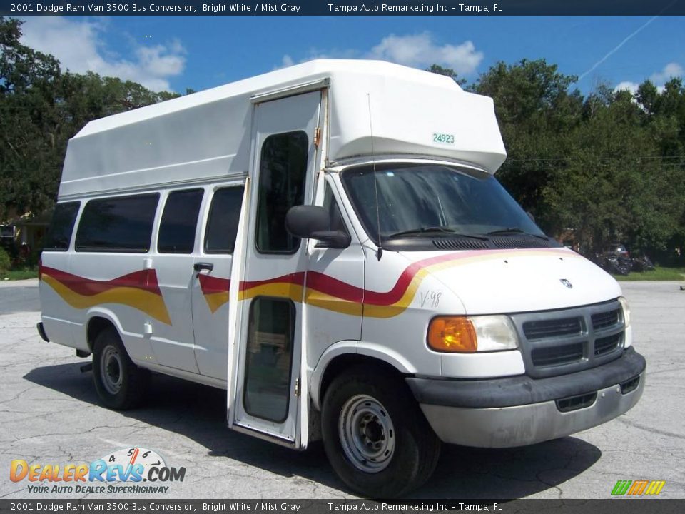 2001 Dodge Ram Van 3500 Bus Conversion Bright White / Mist Gray Photo #5