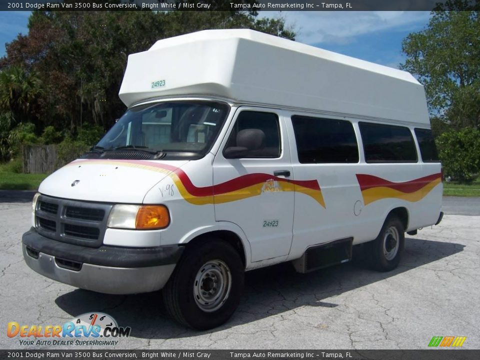 2001 Dodge Ram Van 3500 Bus Conversion Bright White / Mist Gray Photo #6