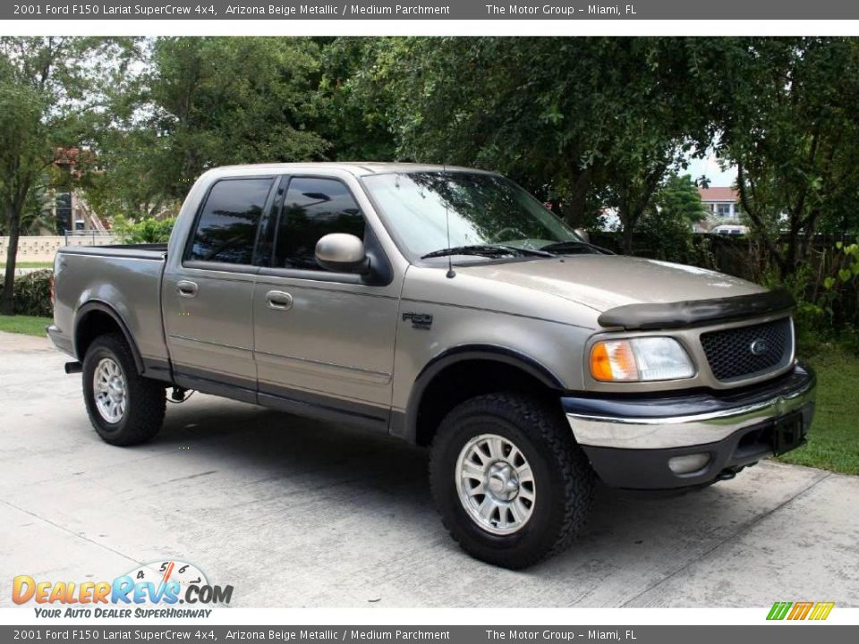 2001 Ford F150 Lariat SuperCrew 4x4 Arizona Beige Metallic / Medium Parchment Photo #14