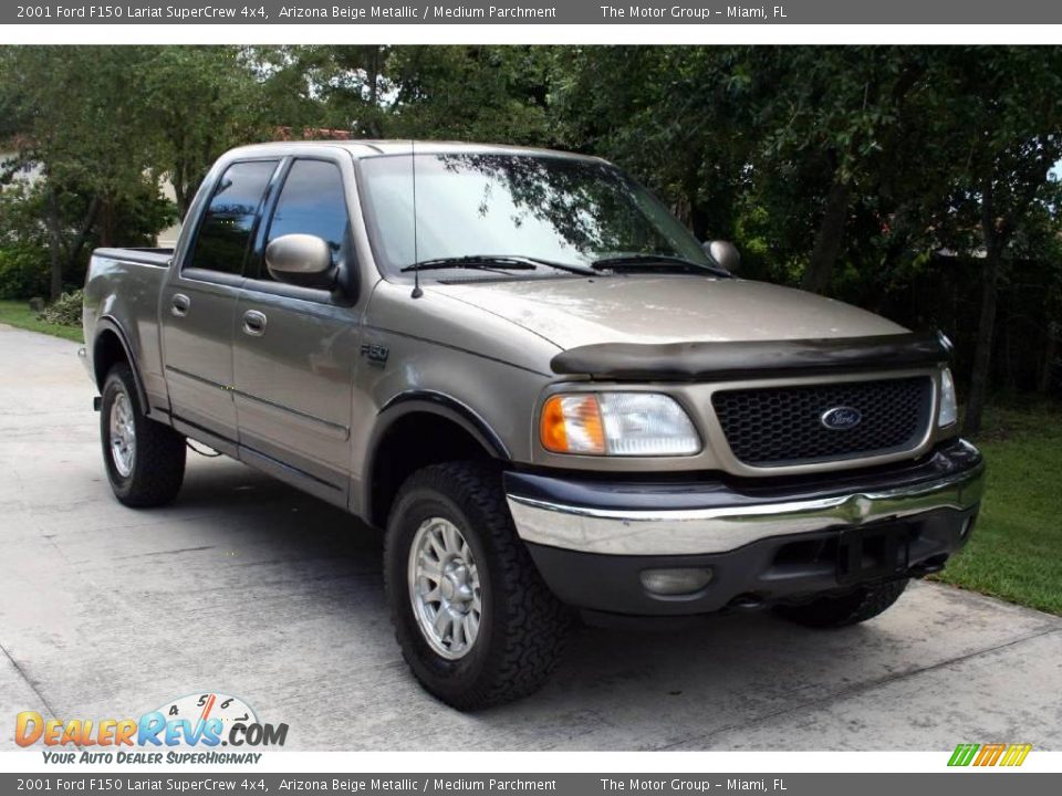 2001 Ford F150 Lariat SuperCrew 4x4 Arizona Beige Metallic / Medium Parchment Photo #15