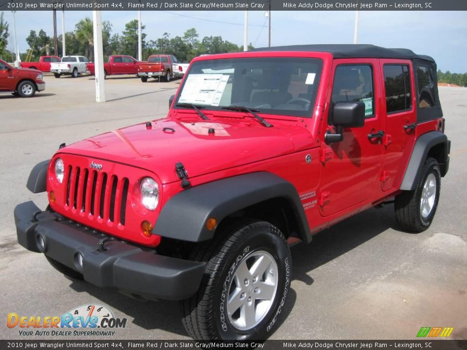 2010 Jeep Wrangler Unlimited Sport 4x4 Flame Red / Dark Slate Gray/Medium Slate Gray Photo #1
