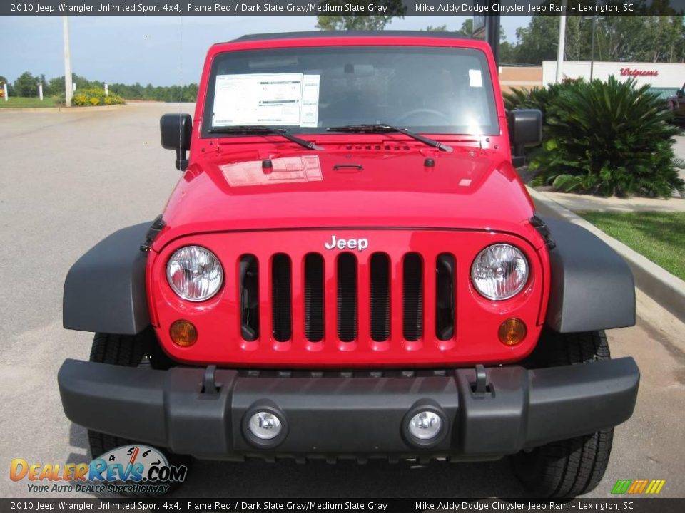 2010 Jeep Wrangler Unlimited Sport 4x4 Flame Red / Dark Slate Gray/Medium Slate Gray Photo #2