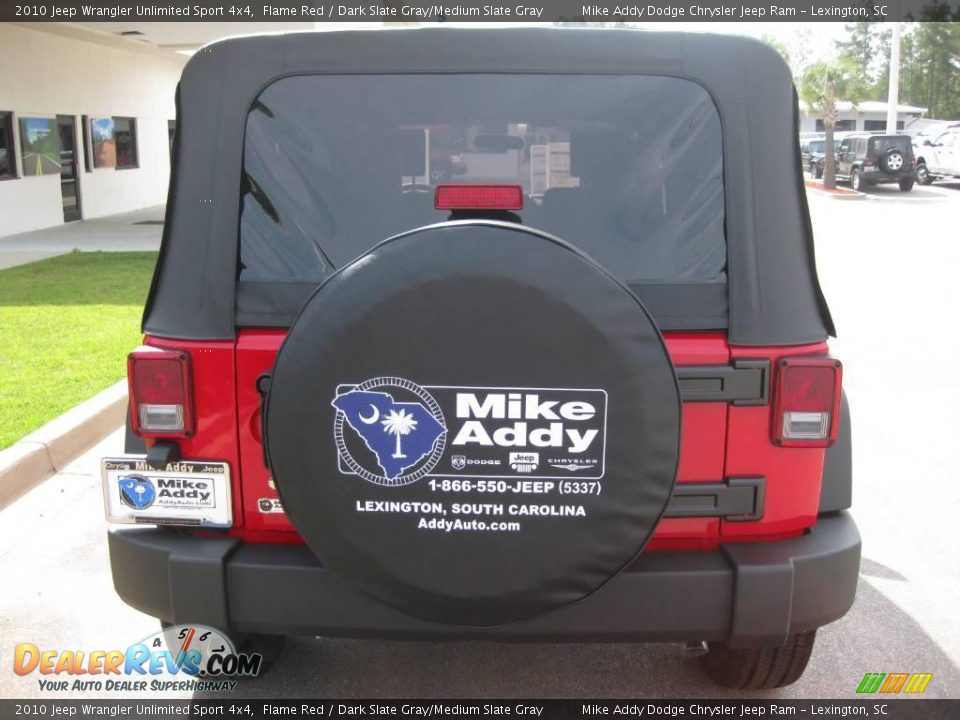 2010 Jeep Wrangler Unlimited Sport 4x4 Flame Red / Dark Slate Gray/Medium Slate Gray Photo #6