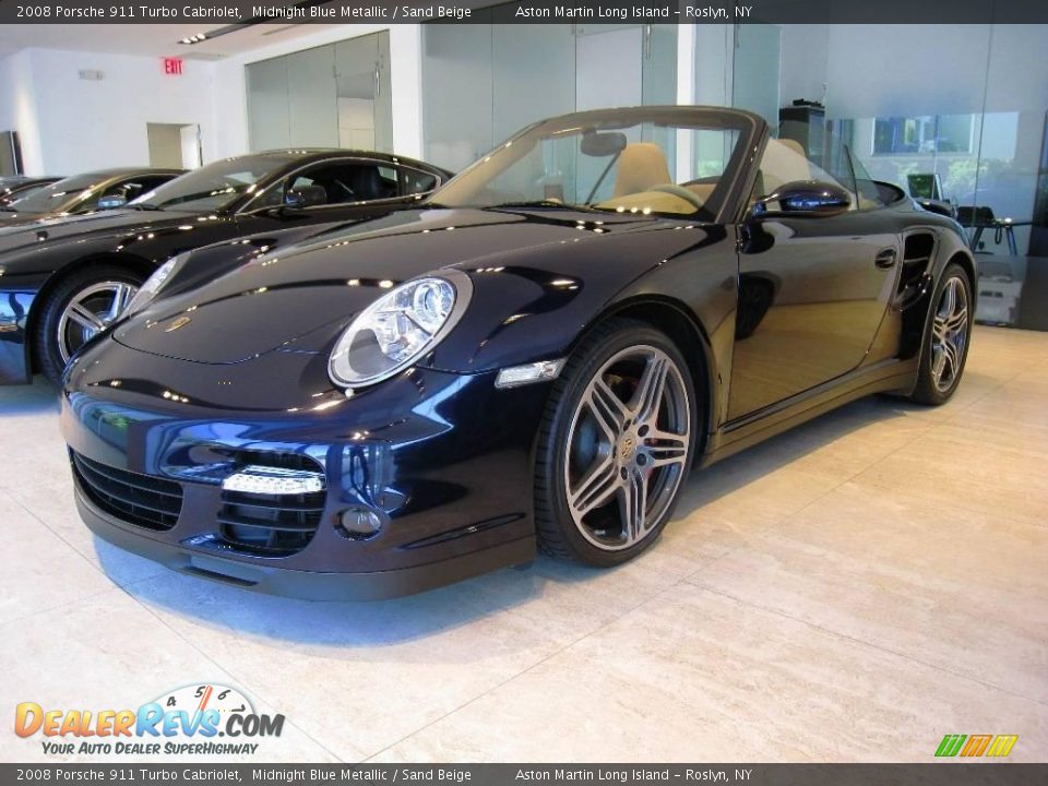 2008 Porsche 911 Turbo Cabriolet Midnight Blue Metallic / Sand Beige Photo #3