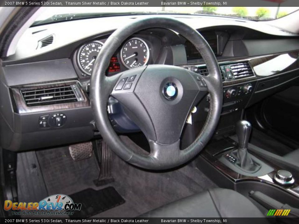 2007 BMW 5 Series 530i Sedan Titanium Silver Metallic / Black Dakota Leather Photo #13