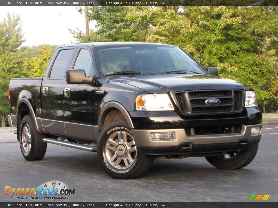 2005 Ford F150 Lariat SuperCrew 4x4 Black / Black Photo #1