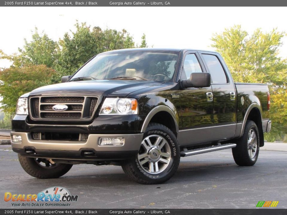 2005 Ford F150 Lariat SuperCrew 4x4 Black / Black Photo #2