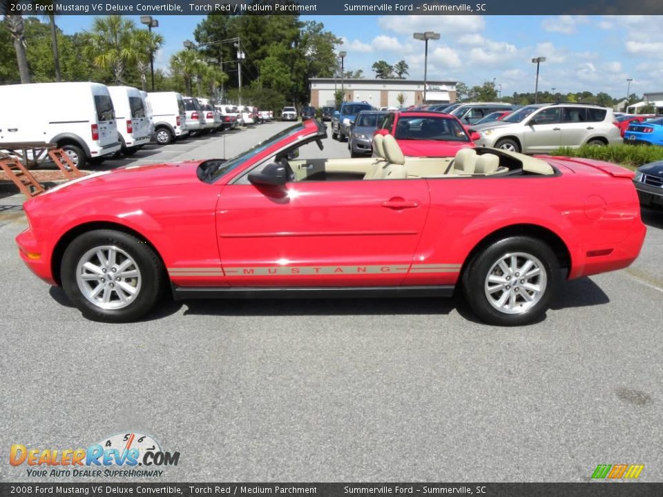2008 Ford Mustang V6 Deluxe Convertible Torch Red / Medium Parchment Photo #13