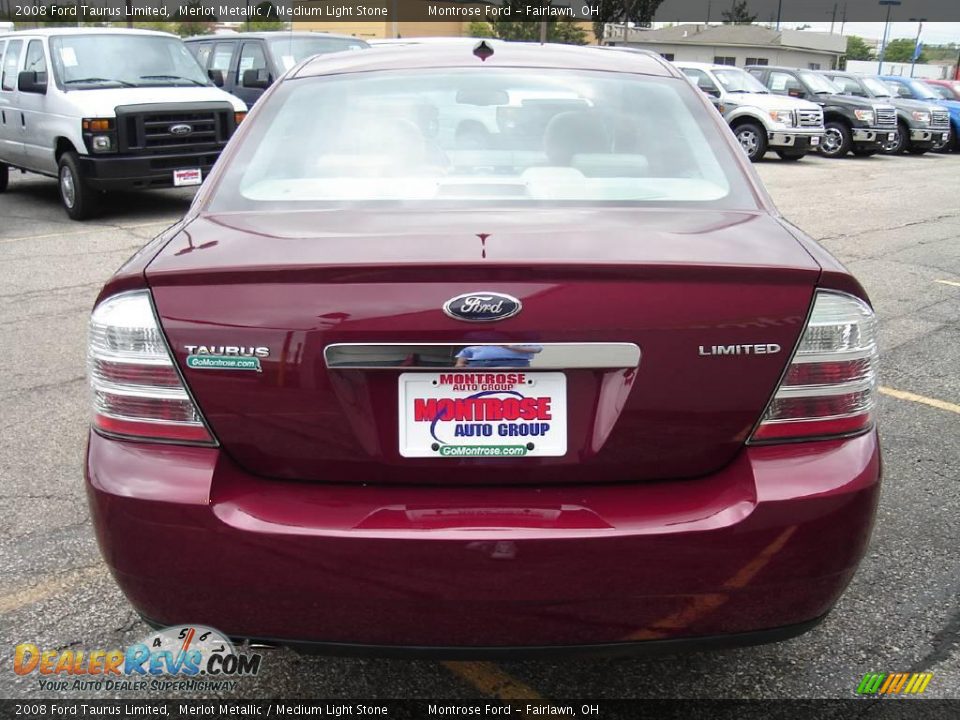 2008 Ford Taurus Limited Merlot Metallic / Medium Light Stone Photo #4