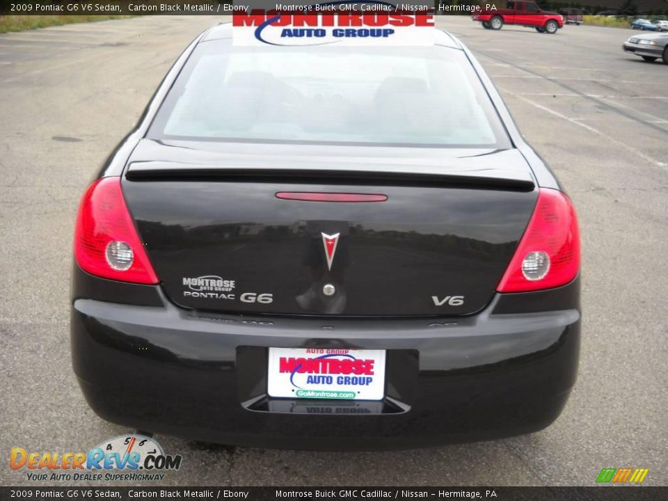 2009 Pontiac G6 V6 Sedan Carbon Black Metallic / Ebony Photo #4