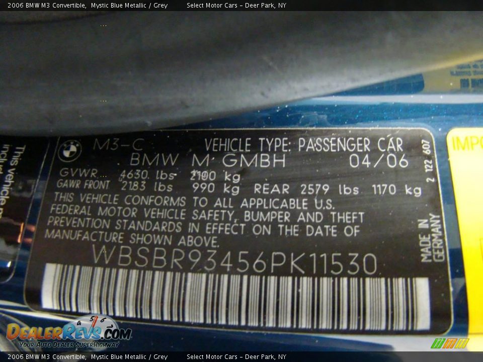 2006 BMW M3 Convertible Mystic Blue Metallic / Grey Photo #16
