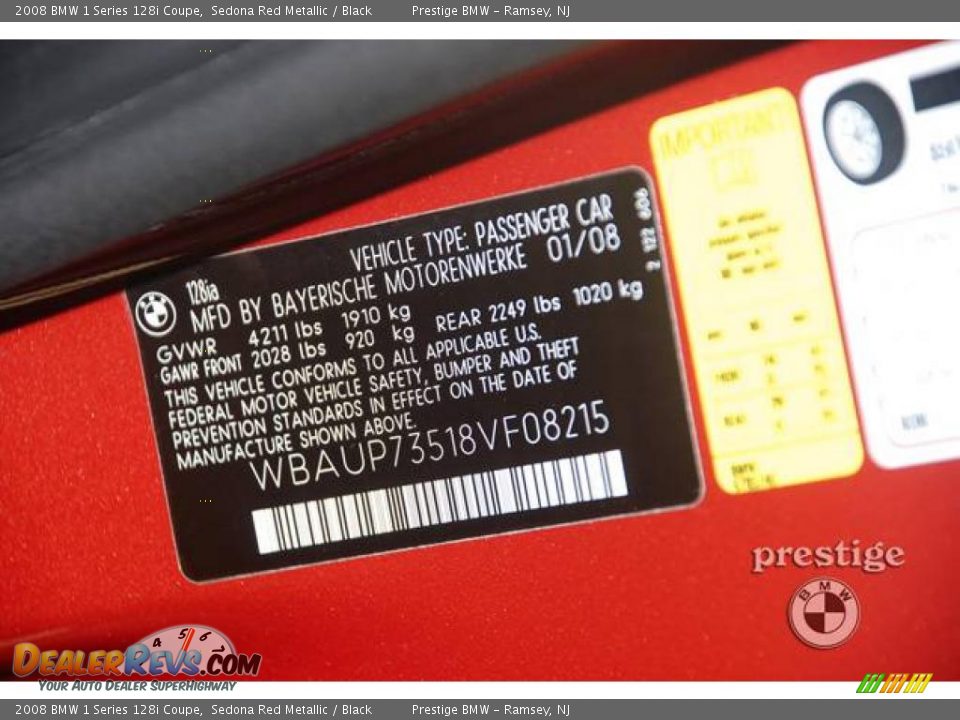 2008 BMW 1 Series 128i Coupe Sedona Red Metallic / Black Photo #6
