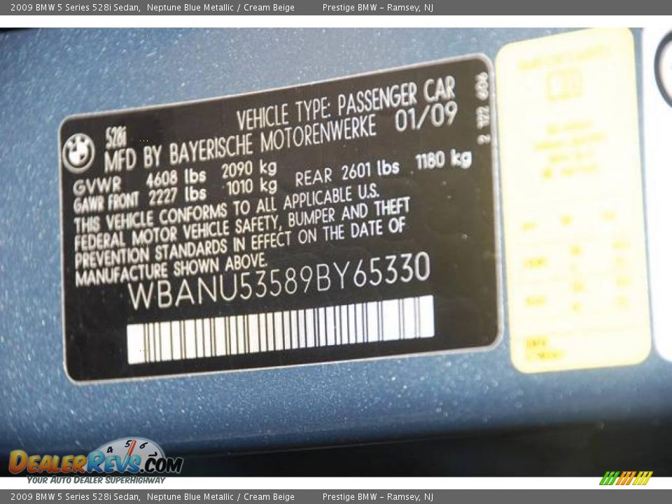 2009 BMW 5 Series 528i Sedan Neptune Blue Metallic / Cream Beige Photo #5