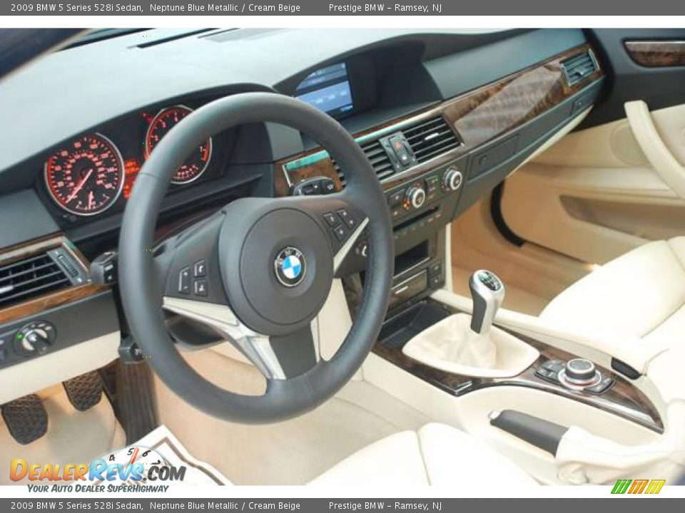 2009 BMW 5 Series 528i Sedan Neptune Blue Metallic / Cream Beige Photo #7