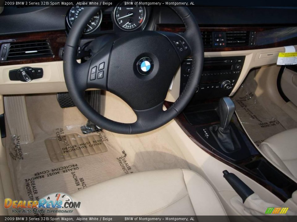2009 BMW 3 Series 328i Sport Wagon Alpine White / Beige Photo #15