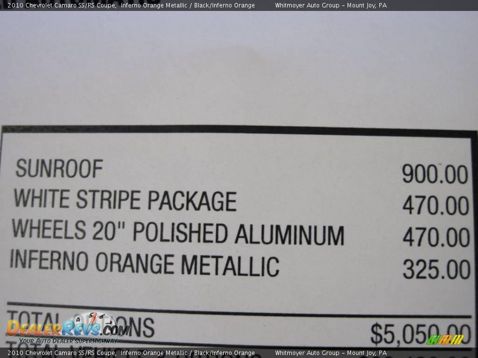 2010 Chevrolet Camaro SS/RS Coupe Inferno Orange Metallic / Black/Inferno Orange Photo #26