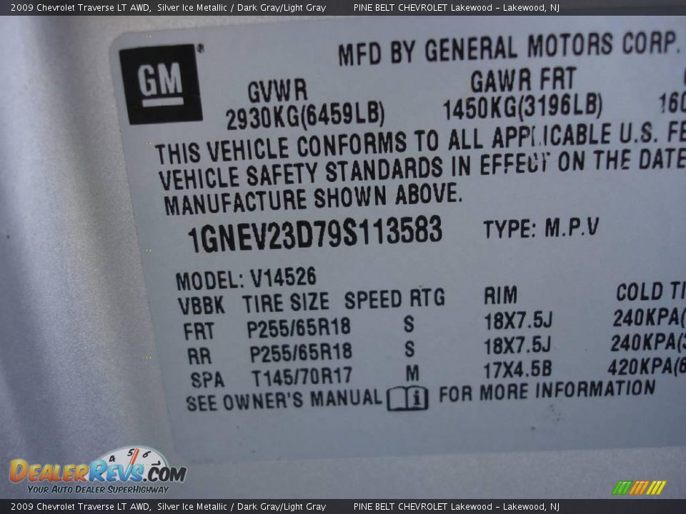 2009 Chevrolet Traverse LT AWD Silver Ice Metallic / Dark Gray/Light Gray Photo #15