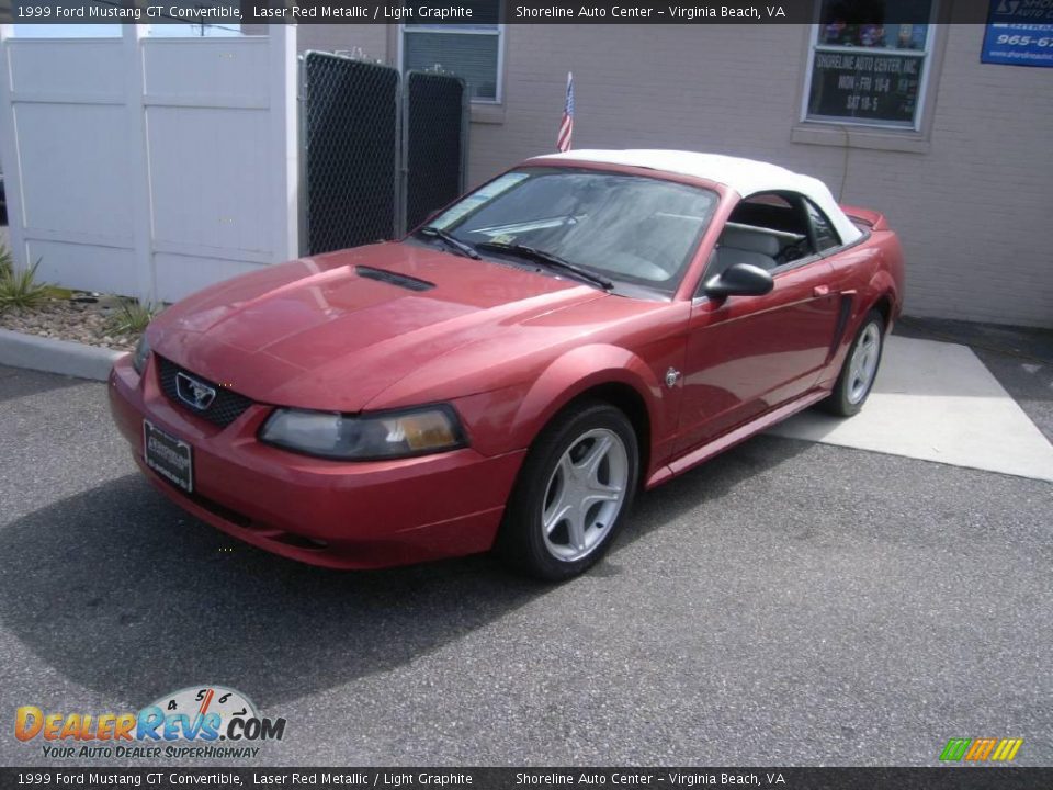 1999 Ford Mustang GT Convertible Laser Red Metallic / Light Graphite Photo #2