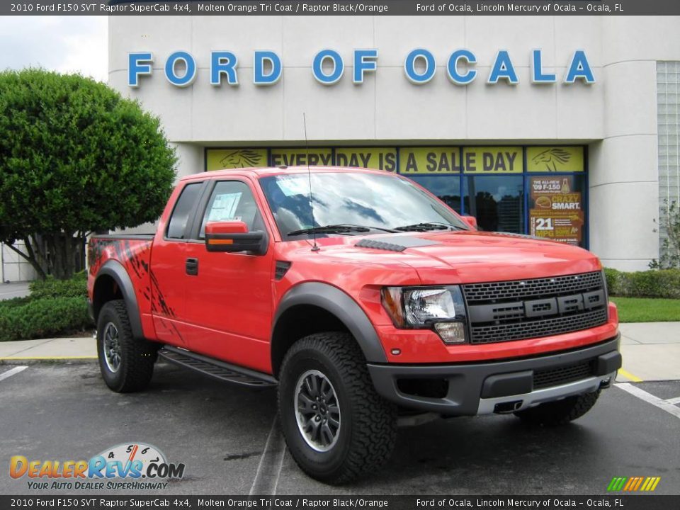 2010 Ford F150 SVT Raptor SuperCab 4x4 Molten Orange Tri Coat / Raptor Black/Orange Photo #1