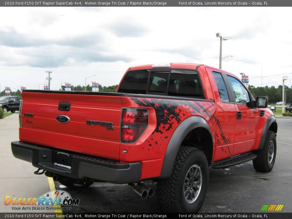 2010 Ford F150 SVT Raptor SuperCab 4x4 Molten Orange Tri Coat / Raptor Black/Orange Photo #3