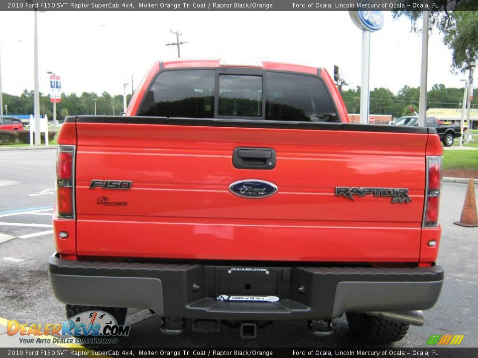 2010 Ford F150 SVT Raptor SuperCab 4x4 Molten Orange Tri Coat / Raptor Black/Orange Photo #4