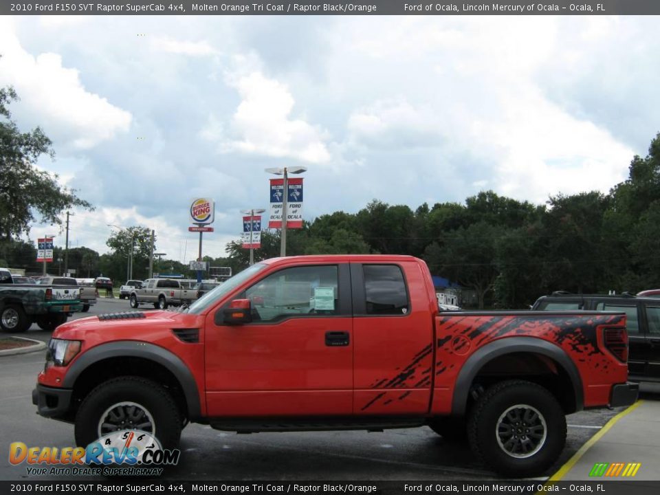 2010 Ford F150 SVT Raptor SuperCab 4x4 Molten Orange Tri Coat / Raptor Black/Orange Photo #6
