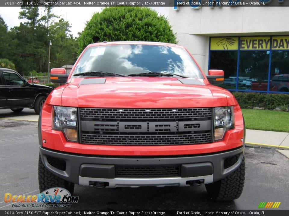 2010 Ford F150 SVT Raptor SuperCab 4x4 Molten Orange Tri Coat / Raptor Black/Orange Photo #8