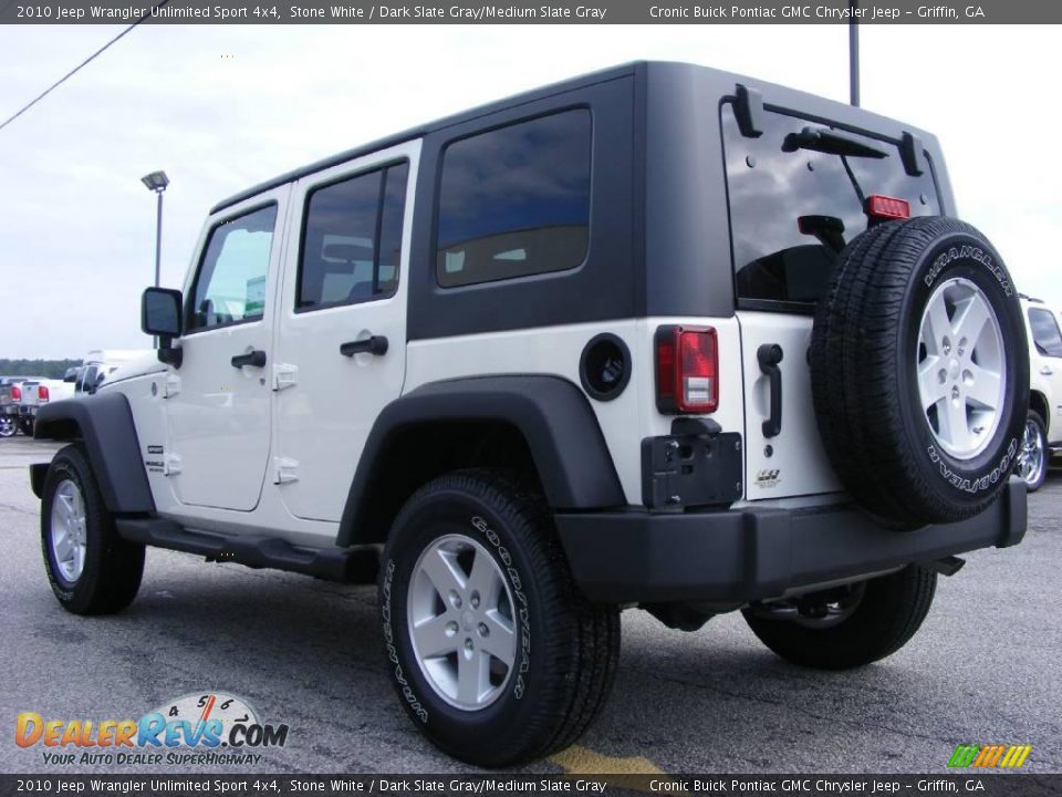 2010 Jeep Wrangler Unlimited Sport 4x4 Stone White / Dark Slate Gray/Medium Slate Gray Photo #6